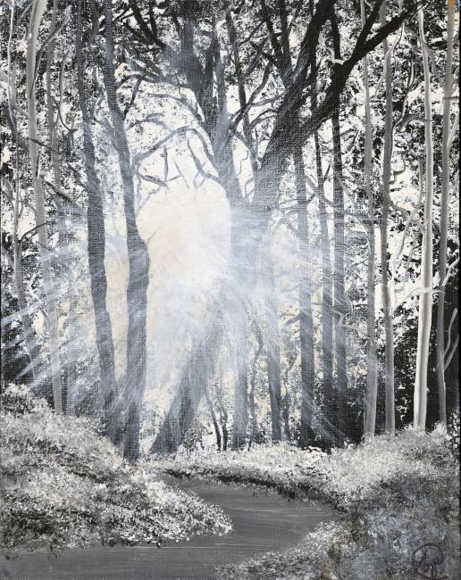 Drawing of light coming through trees