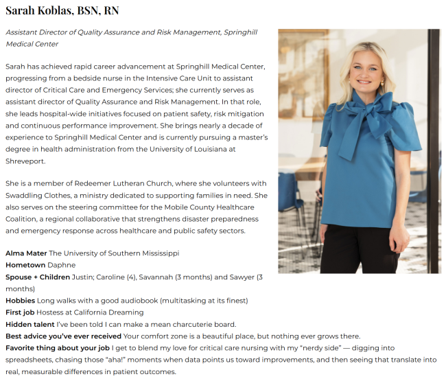 Sarah Koblas 40 Under 40